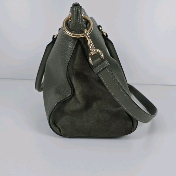 Coach F76640 Mia Satchel Olive Green Pebble/Suede/Leather Crossbody Bag - Picture 8 of 9